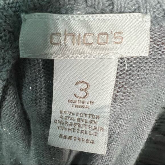 Chicos 3 XL Open Cardigan Dolman Sleeves Metallic Knit Rabbit Hair - Picture 7 of 10